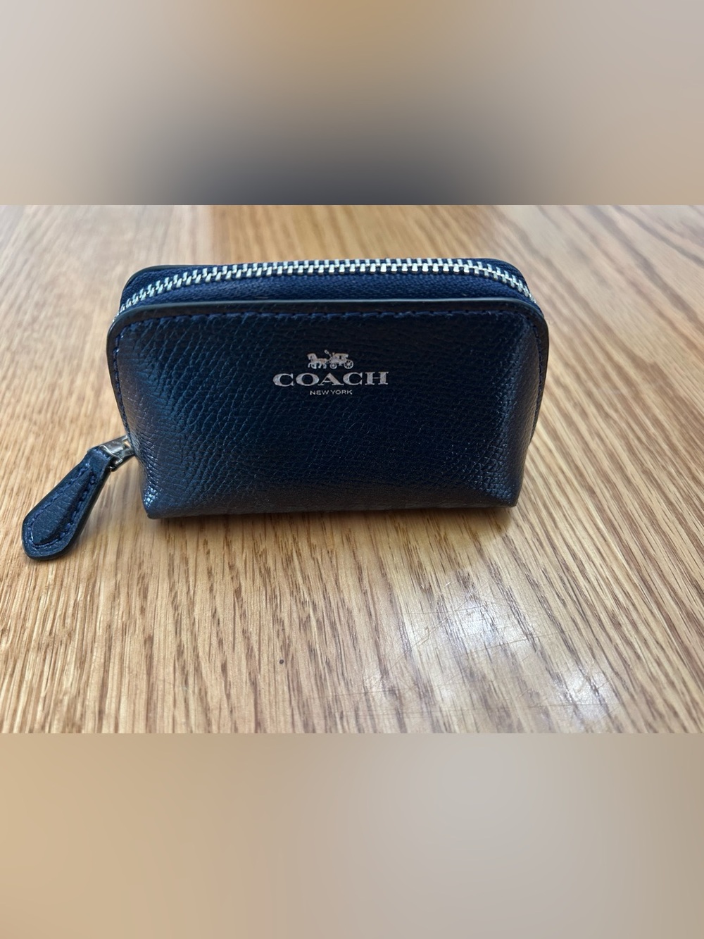 Coach Midnight Blue Leather Coin Pouch